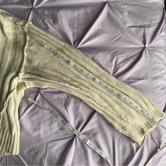 Free People We The Free Chunky Knit Sweater Rudi Funnel Neck Ivory Cream Small - Picture 10 of 10